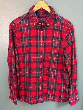 Vineyard Vines Men's Classic Fit Whale Shirt Plaid Flannel Button-Down Size M